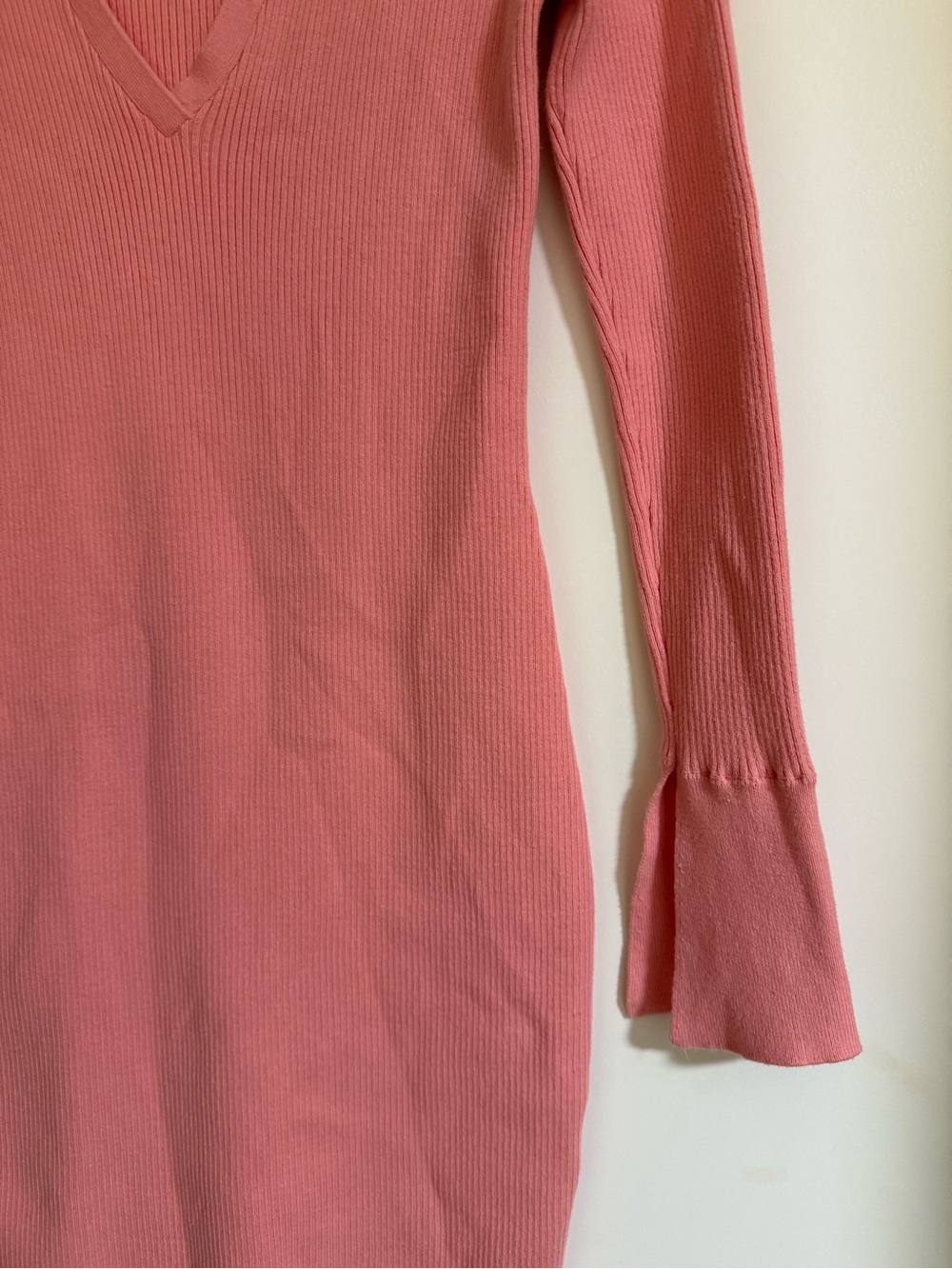Open Edit Coral Pink Ribbed Polo Sweater Mini Dress M - Picture 4 of 9